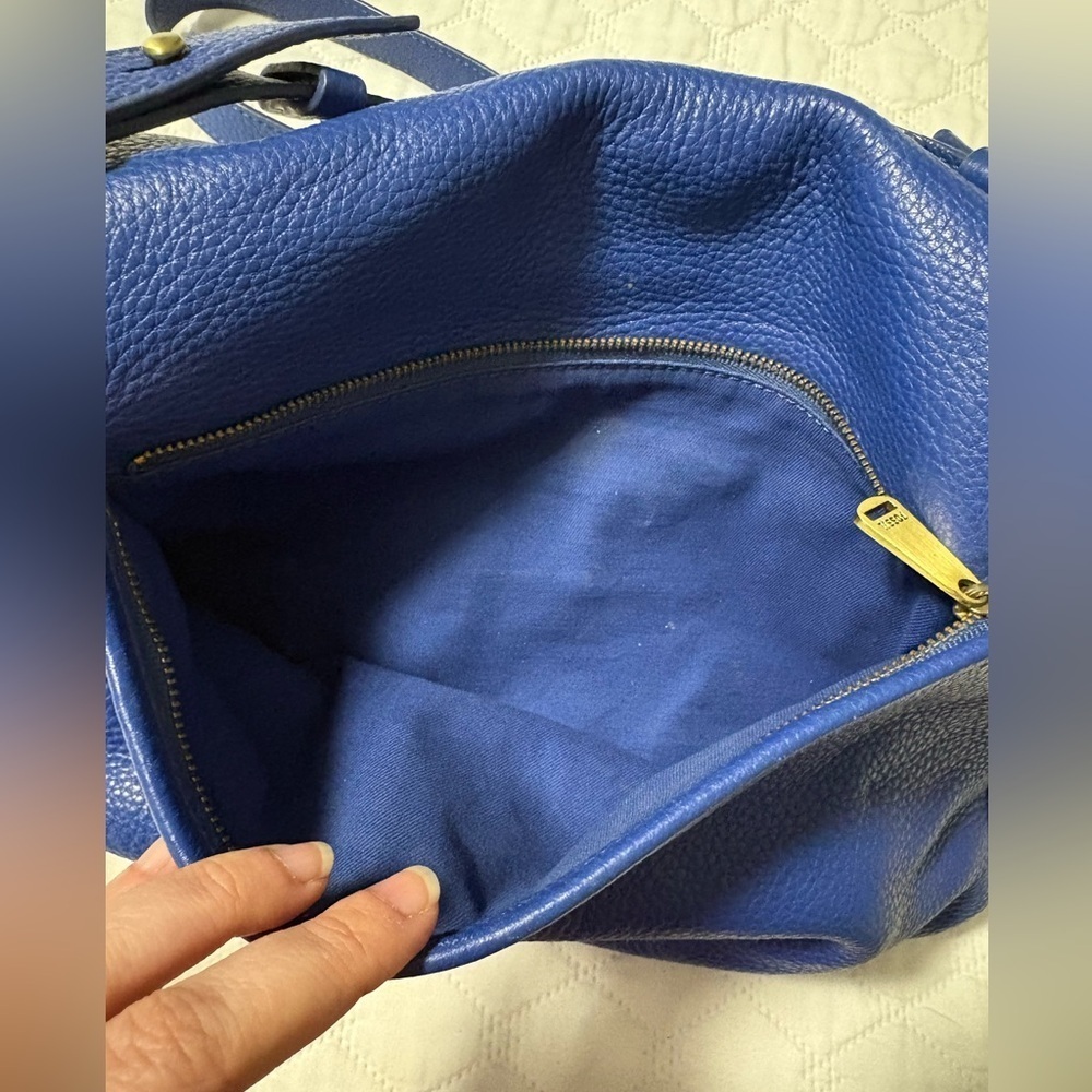 FOSSIL Preston Royal Blue Pebble Grain Leather Flap Crossbody Bag #ZB5875 - Picture 11 of 14